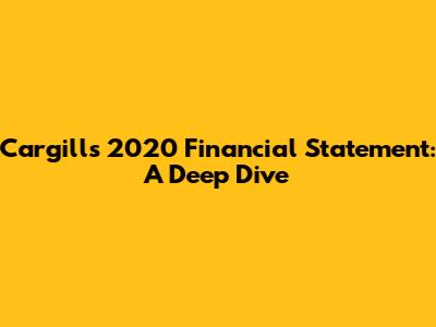Cargill's 2020 Financial Statement: A Deep Dive
