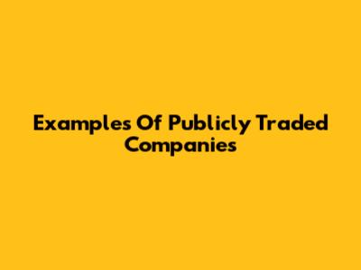 Examples Of Publicly Traded Companies