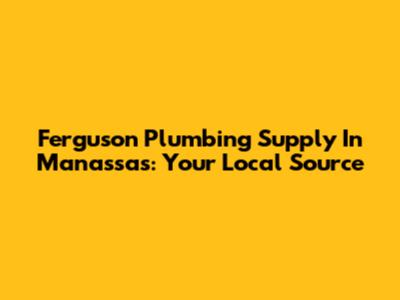 Ferguson Plumbing Supply In Manassas: Your Local Source