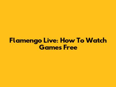 Flamengo Live: How To Watch Games Free