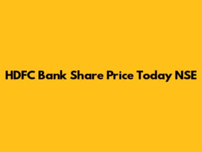 HDFC Bank Share Price Today NSE