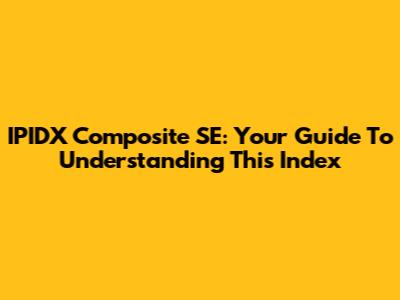 IPIDX Composite SE: Your Guide To Understanding This Index