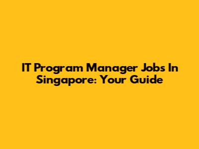 IT Program Manager Jobs In Singapore: Your Guide