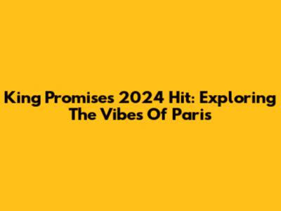King Promise's 2024 Hit: Exploring The Vibes Of 'Paris'