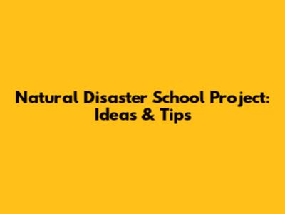 Natural Disaster School Project: Ideas & Tips