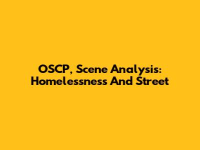 OSCP, Scene Analysis: Homelessness And Street