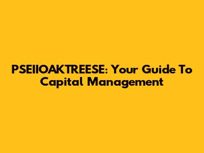 PSEIIOAKTREESE: Your Guide To Capital Management