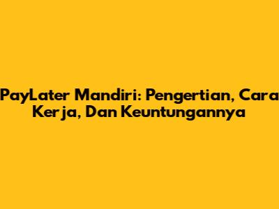 PayLater Mandiri: Pengertian, Cara Kerja, Dan Keuntungannya
