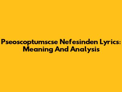 Pseoscoptumscse Nefesinden Lyrics: Meaning And Analysis