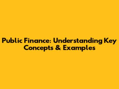 Public Finance: Understanding Key Concepts & Examples