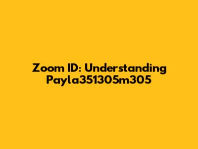 Zoom ID: Understanding Payla351305m305